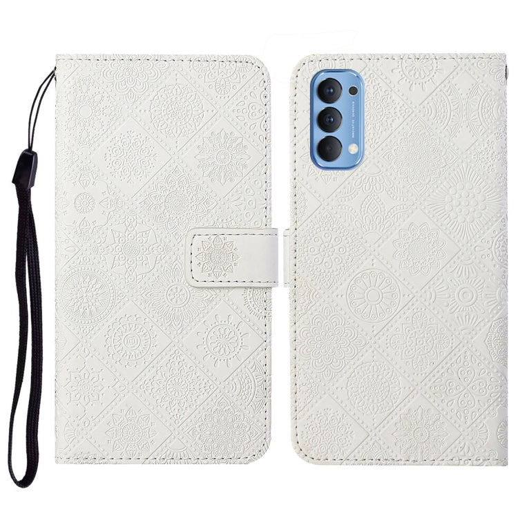 Ethnic Style Embossed Pattern Horizontal Flip Leather Case with Holder & Card Slots & Wallet & Lanyard, For OPPO Reno4 Pro