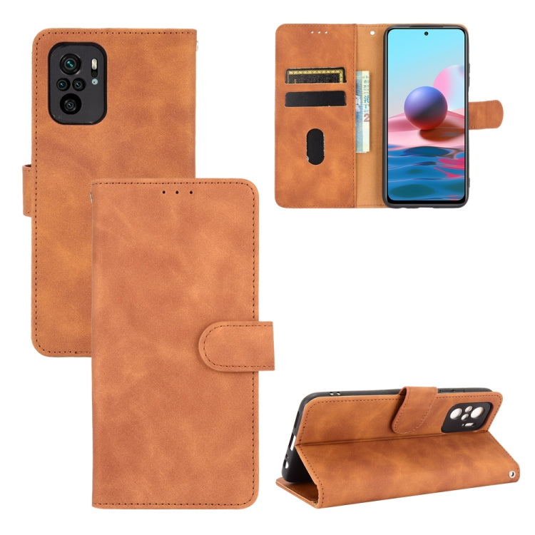 Solid Color Skin Feel Magnetic Buckle Horizontal Flip Calf Texture PU Leather Case with Holder & Card Slots & Wallet, For Xiaomi Redmi Note 10S