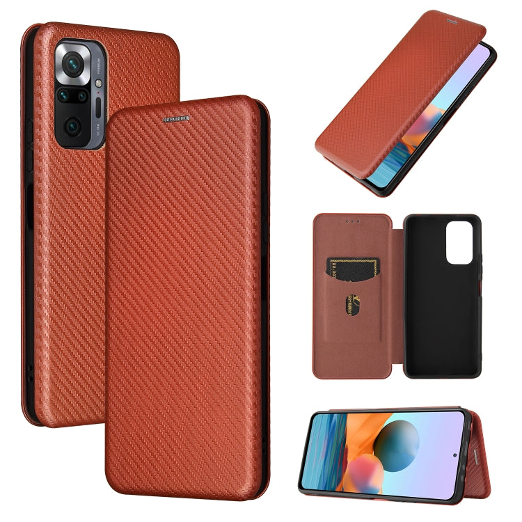 Carbon Fiber Texture Magnetic Horizontal Flip TPU + PC + PU Leather Case with Card Slot, For Xiaomi Redmi Note 10, For Xiaomi Redmi Note 10S, For Xiaomi Redmi Note 10 Pro, For Xiaomi Redmi Note 10 Pro Max