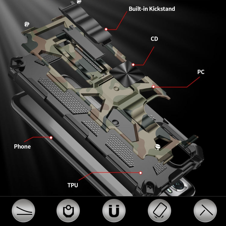 Camouflage Armor Shockproof TPU + PC Magnetic Protective Case with Holder, For OnePlus 9, For Xiaomi Redmi Note 10, For Xiaomi Redmi Note 10 Pro