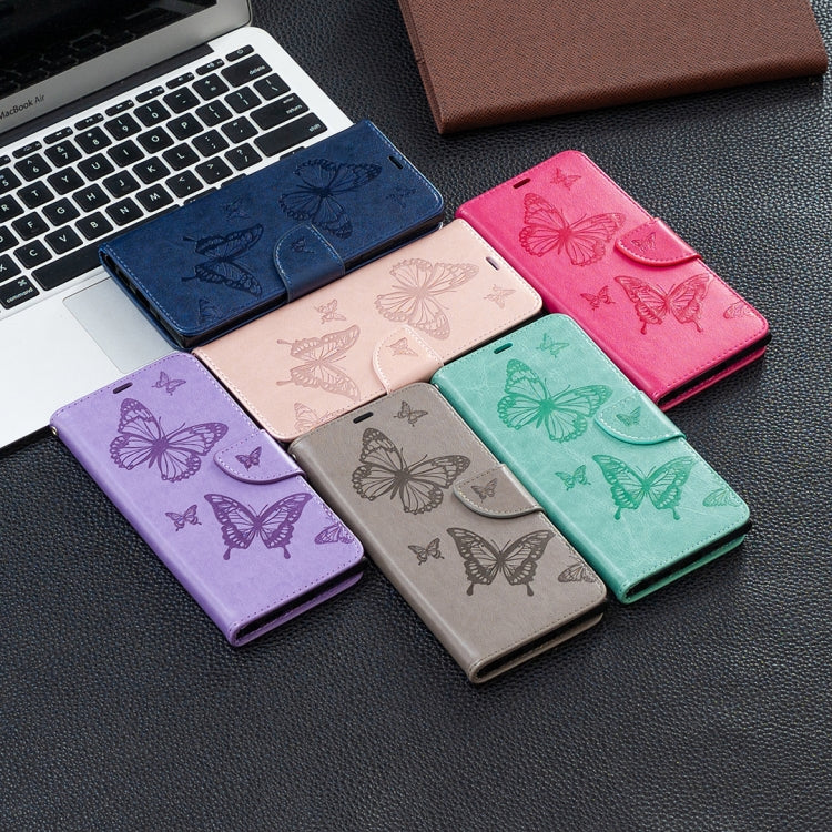 Two Butterflies Embossing Pattern Horizontal Flip Leather Case with Holder & Card Slot & Wallet & Lanyard, For Samsung Galaxy A32 4G