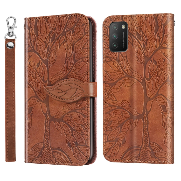 Life of Tree Embossing Pattern Horizontal Flip Leather Case with Holder & Card Slot & Wallet & Photo Frame & Lanyard, For Xiaomi Poco M3