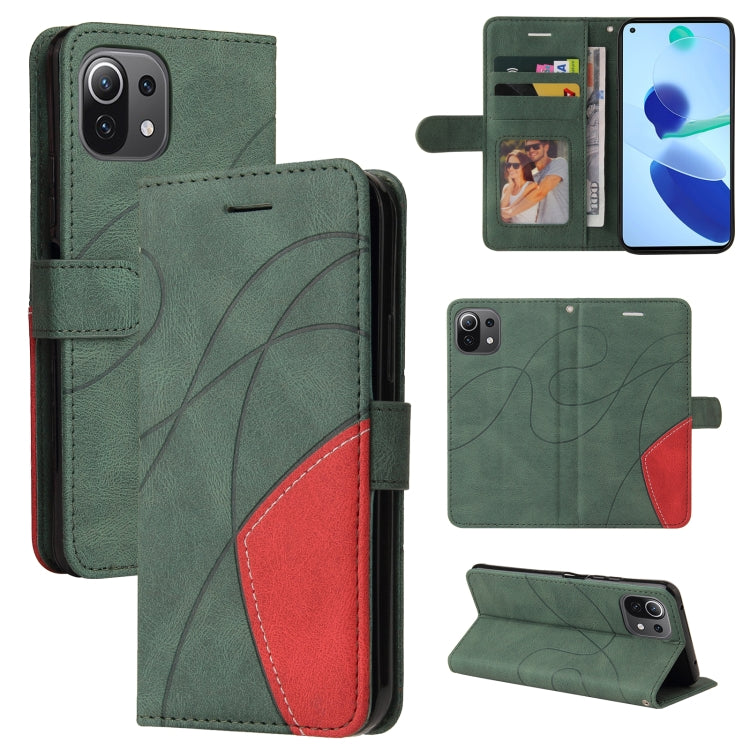 Dual-color Splicing Horizontal Flip PU Leather Case with Holder & Card Slots & Wallet, For Xiaomi Mi 11 Lite