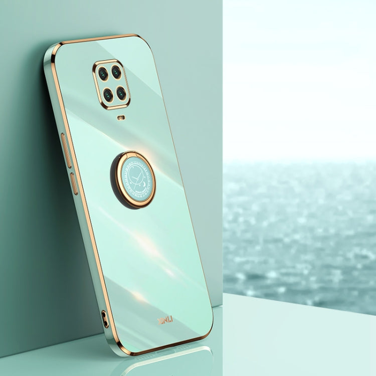 XINLI Straight Edge 6D Electroplate TPU Phone Case with Ring Holder, For Xiaomi Redmi Note 9 4G, For Xiaomi Redmi Note 9 5G, For Xiaomi Redmi Note 9S