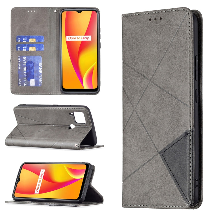 Rhombus Texture Horizontal Flip Magnetic Leather Case with Holder & Card Slots, For OPPO Reno5, For OPPO Reno6, For OPPO Realme 8 / 8 Pro, For OPPO Realme C15 / C12 / C25