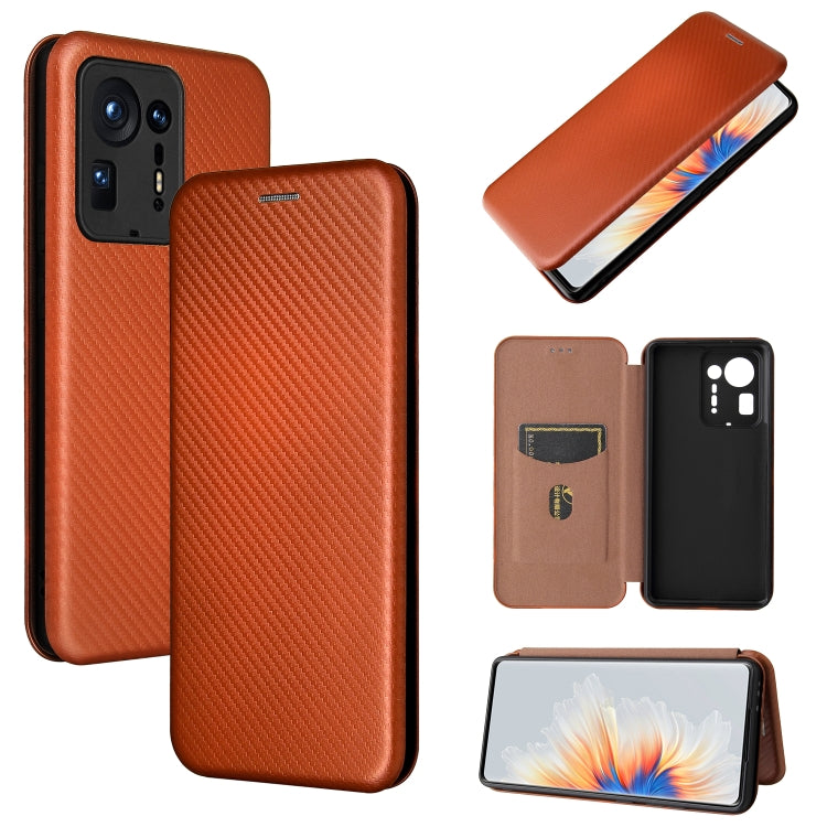 Carbon Fiber Texture Magnetic Horizontal Flip TPU + PC + PU Leather Case with Card Slot, For Xiaomi Mix 4