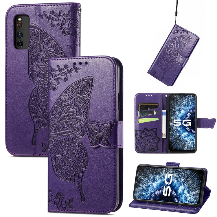 Butterfly Love Flowers Embossed Horizontal Flip Leather Case with Holder & Card Slots & Wallet & Lanyard, For Infinix Note 8, For Infinix Note 10, For vivo IQOO Neo 3