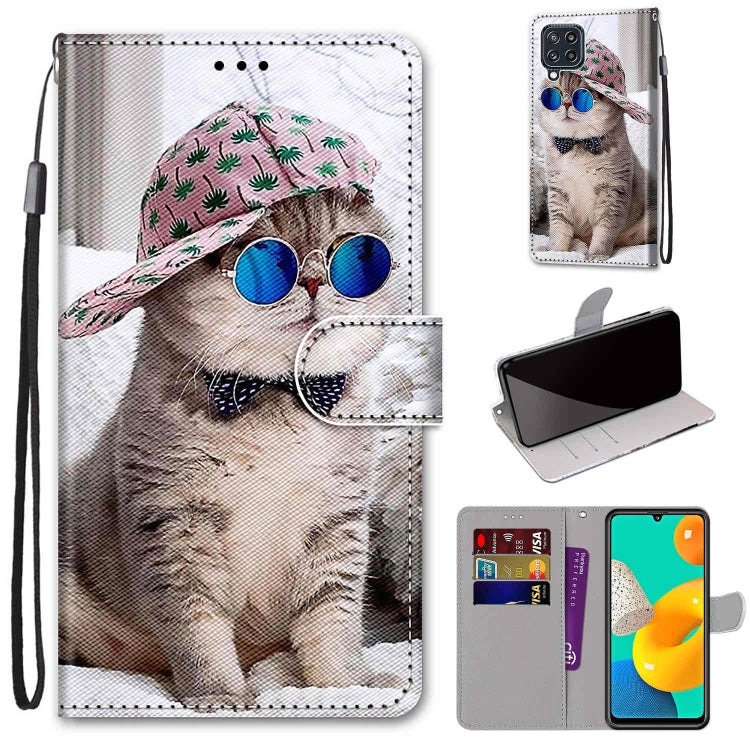 Coloured Drawing Cross Texture Horizontal Flip PU Leather Case with Holder & Card Slots & Wallet & Lanyard, For Samsung Galaxy M32 4G / F22