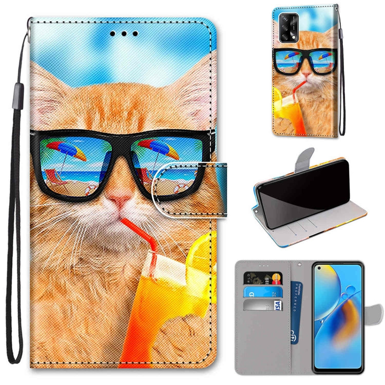 Coloured Drawing Cross Texture Horizontal Flip PU Leather Case with Holder & Card Slots & Wallet & Lanyard, For OPPO A74 4G / F19