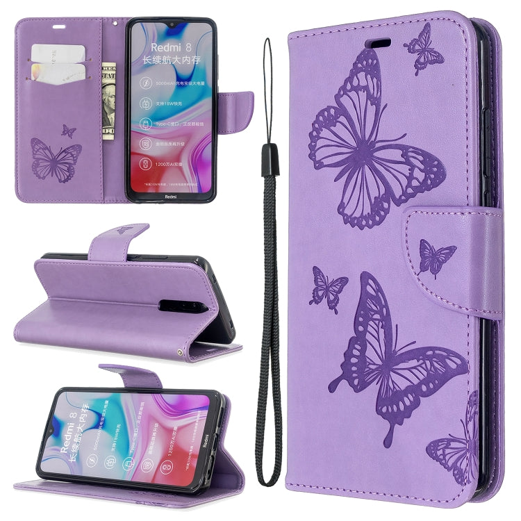 Embossing Two Butterflies Pattern Horizontal Flip PU Leather Case with Holder & Card Slot & Wallet & Lanyard, For Xiaomi Redmi 8A, For Xiaomi Redmi 8, For Nokia 6.2 / 7.2, For Sony Xperia 20, For Sony Xperia 5 / XZ5