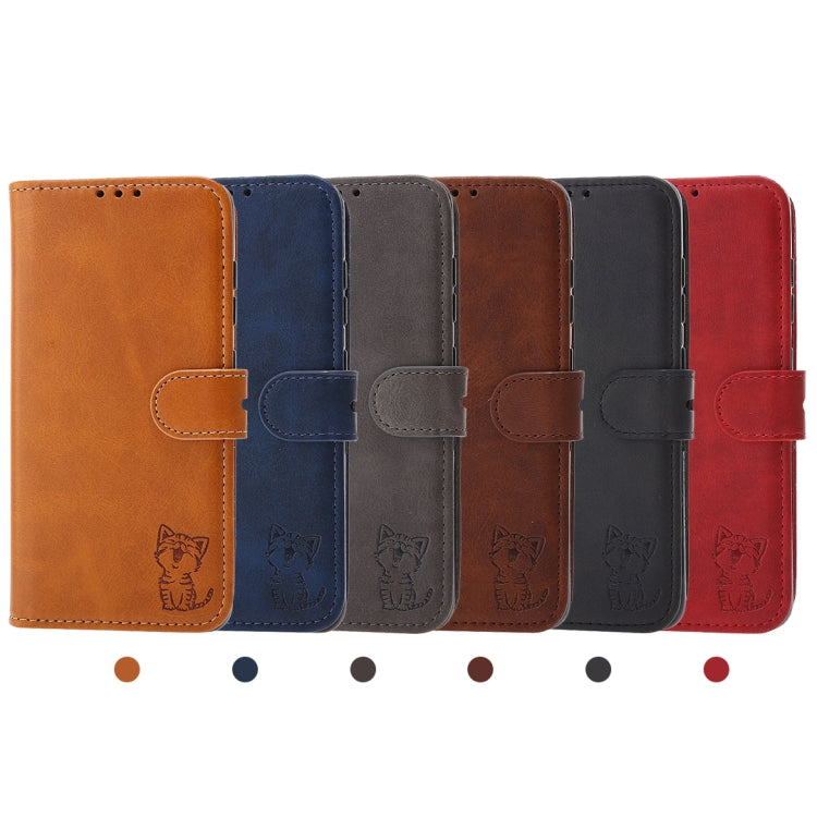 Embossed Happy Cat Pattern Horizontal Flip Leather Case with Holder & Card Slots & Wallet, For Xiaomi Redmi Note 10 Pro 5G, For Xiaomi Redmi 10, For Xiaomi Mi 11, For Xiaomi Mi 11T