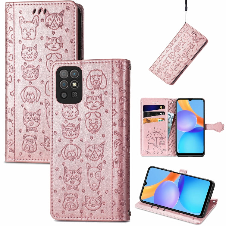 Cat and Dog Embossed Horizontal Flip Phone Leather Case with Holder & Card Slot & Wallet & Lanyard, For OPPO Realme C21Y, For Xiaomi Mi 11T / 11T Pro, For Honor Play 5T Youth