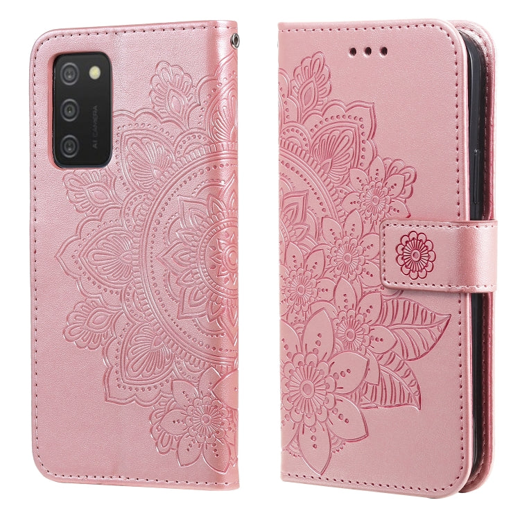 7-petal Flowers Embossed Flip Leather Phone Case with Holder & Card Slots, Samsung Galaxy S22 UItra 5G, For Samsung Galaxy A03s (164.2mm)