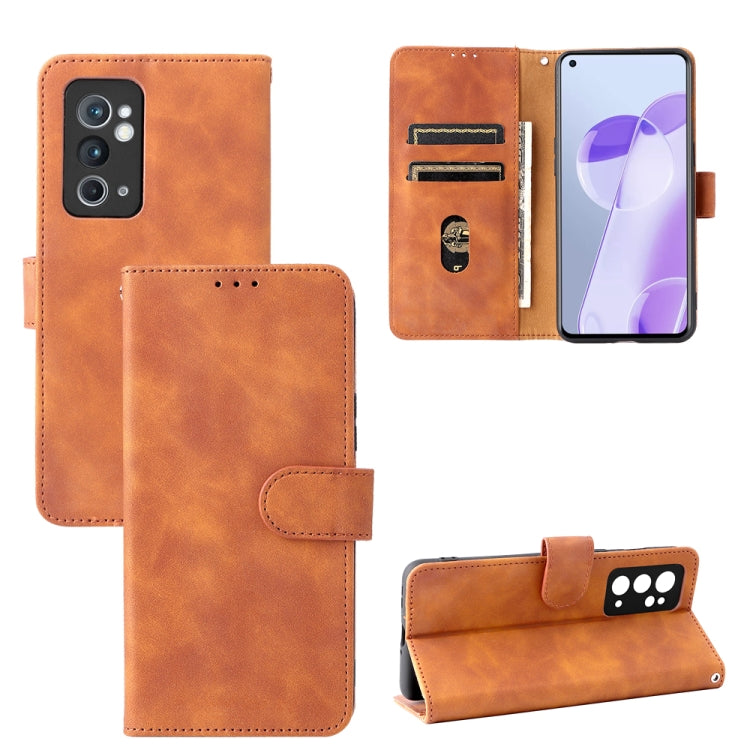 Solid Color Skin Feel Magnetic Buckle Horizontal Flip Calf Texture PU Leather Phone Case, For OnePlus 9RT 5G