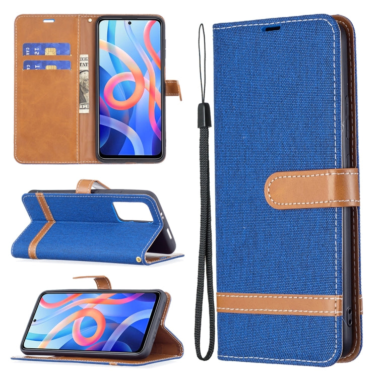 Color Matching Denim Texture Leather Phone Case with Holder & Card Slots & Wallet & Lanyard, For Xiaomi Redmi Note 11 5G