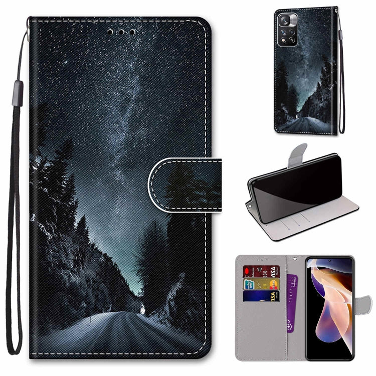 Coloured Drawing Cross Texture Horizontal Flip Leather Phone Case with Holder & Card Slots & Wallet & Lanyard, For Xiaomi Redmi Note 11 Pro/11 Pro+