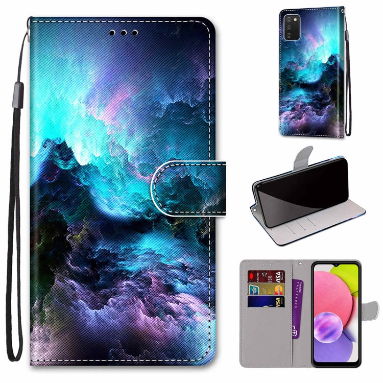 Coloured Drawing Cross Texture Horizontal Flip Leather Phone Case with Holder & Card Slots & Wallet & Lanyard, For Samsung Galaxy A03s 166mm Version