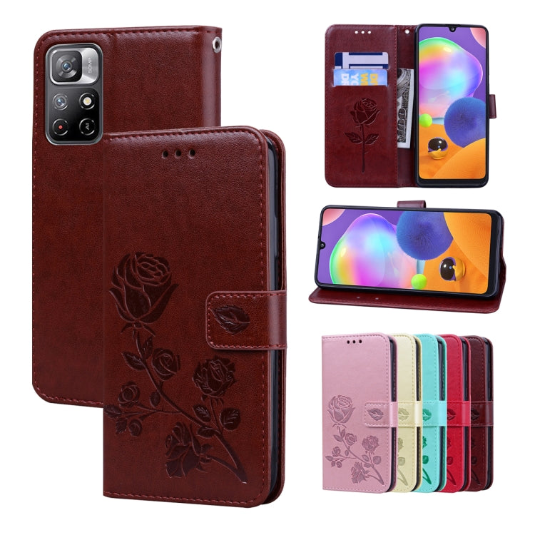 Rose Embossed Leather Phone Case, For Honor 50 Lite, For Honor 50, For Xiaomi 11T, For Xiaomi Redmi Note 11T 5G / Poco M4 Pro 5G