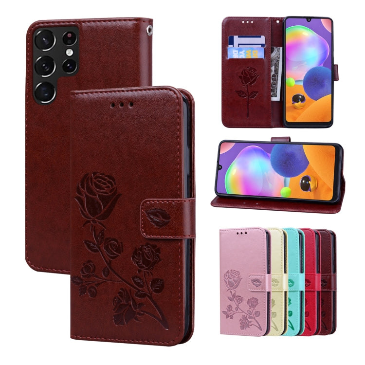 Rose Embossed Leather Phone Case, For Samsung Galaxy M52 5G, For Samsung Galaxy S22 5G, For Samsung Galaxy S22+ 5G, For Samsung Galaxy S22 Ultra 5G