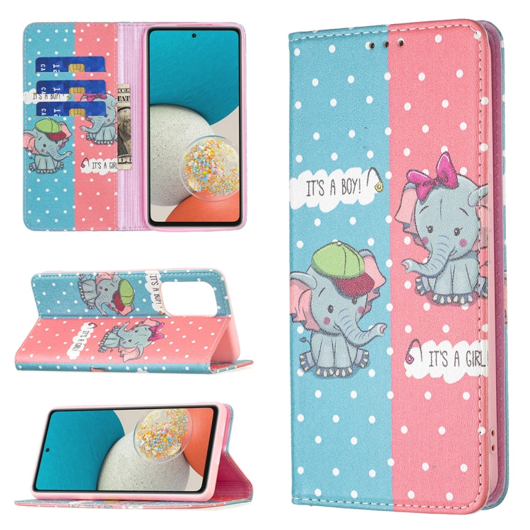 Colored Drawing Pattern Invisible Magnetic PU Leather Phone Case, For Samsung Galaxy A53 5G