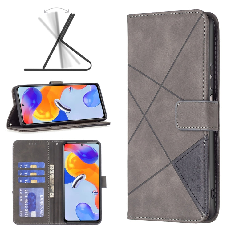 Rhombus Texture Magnetic Buckle Horizontal Flip Leather Phone Case, For Xiaomi Redmi Note 11 Pro International Version