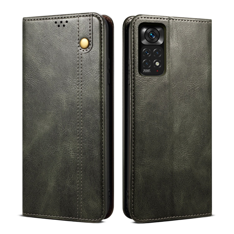 Oil Wax Crazy Horse Texture Leather Phone Case, For Xiaomi Poco X4 Pro 5G
