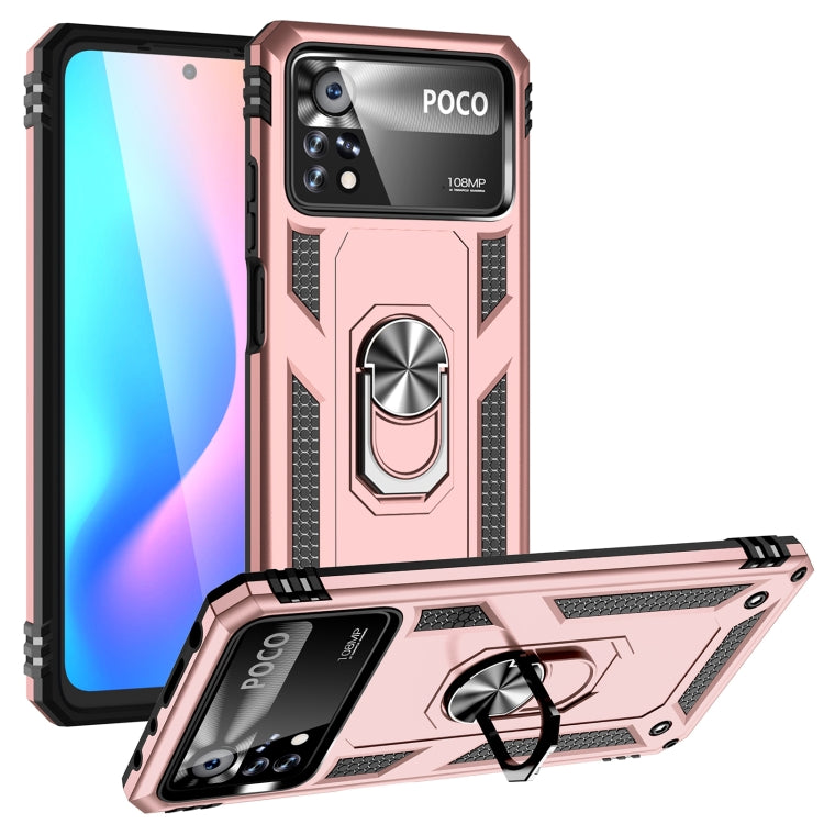 Shockproof TPU + PC Phone Case with 360 Degrees Rotating Holder, For Xiaomi Poco X4 Pro 5G