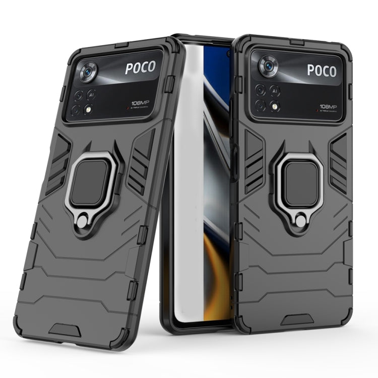 Shockproof PC + TPU Protective Phone Case with Magnetic Ring Holder, For Xiaomi Poco M4 Pro 4G, For Xiaomi Poco X4 Pro 5G