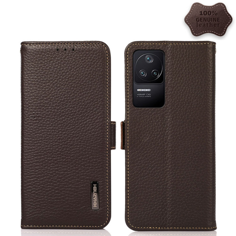 KHAZNEH Side-Magnetic Litchi Genuine Leather RFID Phone Case, For Xiaomi Poco X4 Pro 5G, For OPPO Find X5 Pro, For TCL 30 5G / 30 Plus 5G, For Wiko Y52, For OPPO Find X5, For Xiaomi Redmi K40S 5G