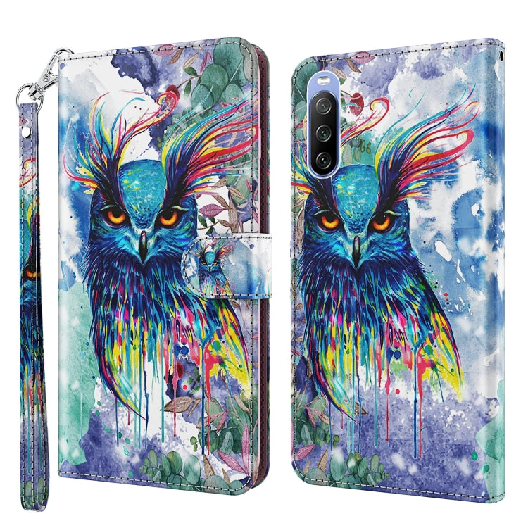 3D Painting Pattern TPU + PU Leather Phone Case, For Sony Xperia 5 II, For Sony Xperia 10 II