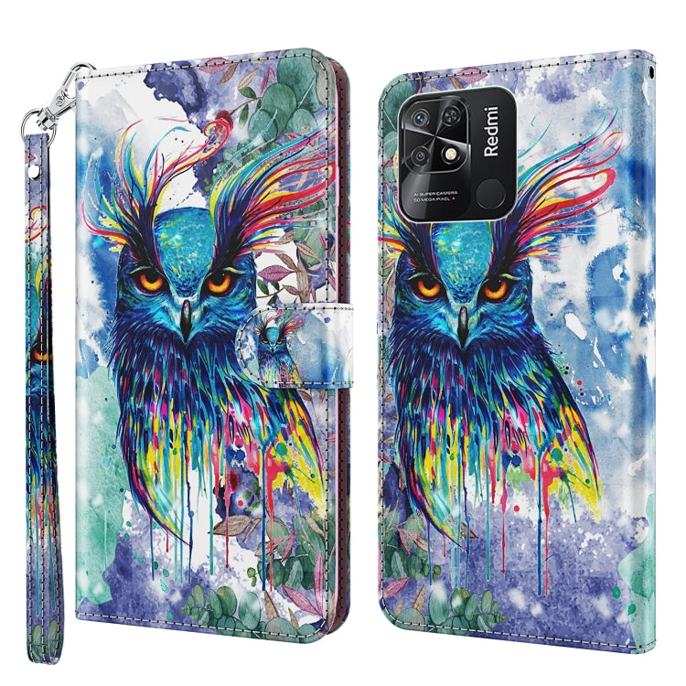 3D Painting Pattern TPU + PU Leather Phone Case, For Xiaomi Redmi 10, For Xiaomi Redmi 10C International Version
