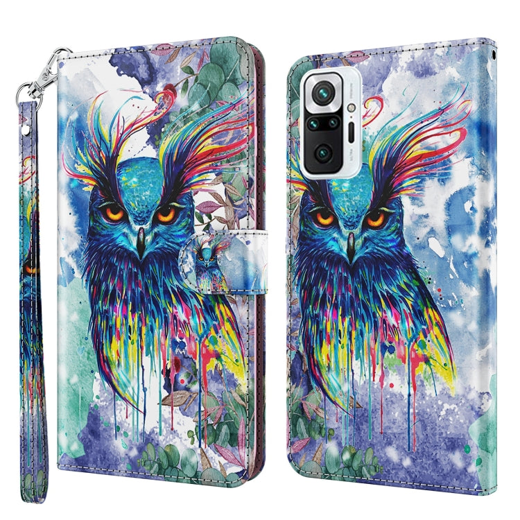 3D Painting Pattern TPU + PU Leather Phone Case, For Xiaomi Redmi Note 10 Pro / 10 Pro Max