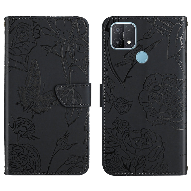 Skin Feel Butterfly Peony Embossed Leather Phone Case, For OPPO A7, For OPPO A8, For OPPO A9, For OPPO A15