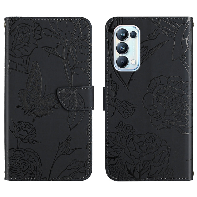 Skin Feel Butterfly Peony Embossed Leather Phone Case, For OPPO Reno4 Z 5G, For OPPO Reno5 4G, For OPPO Reno5 5G, For OPPO Reno5 Pro 5G