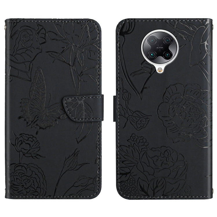 Skin Feel Butterfly Peony Embossed Leather Phone Case, For Xiaomi Redmi 10 4G, For Xiaomi Redmi 10 5G / Note 11E, For Xiaomi Redmi 10C, For Xiaomi Redmi K30 Pro