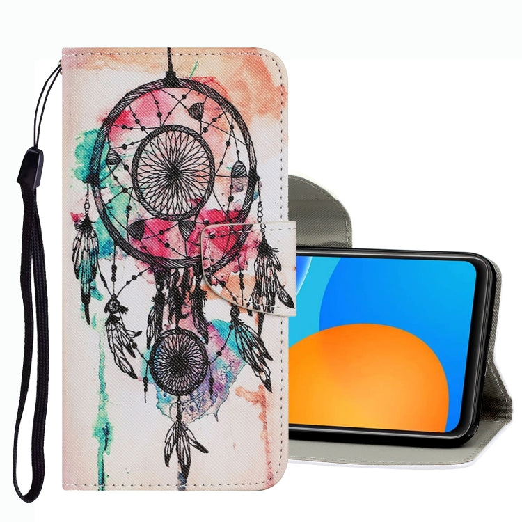 Coloured Drawing Pattern Leather Phone Case, For Huawei P Smart 2021