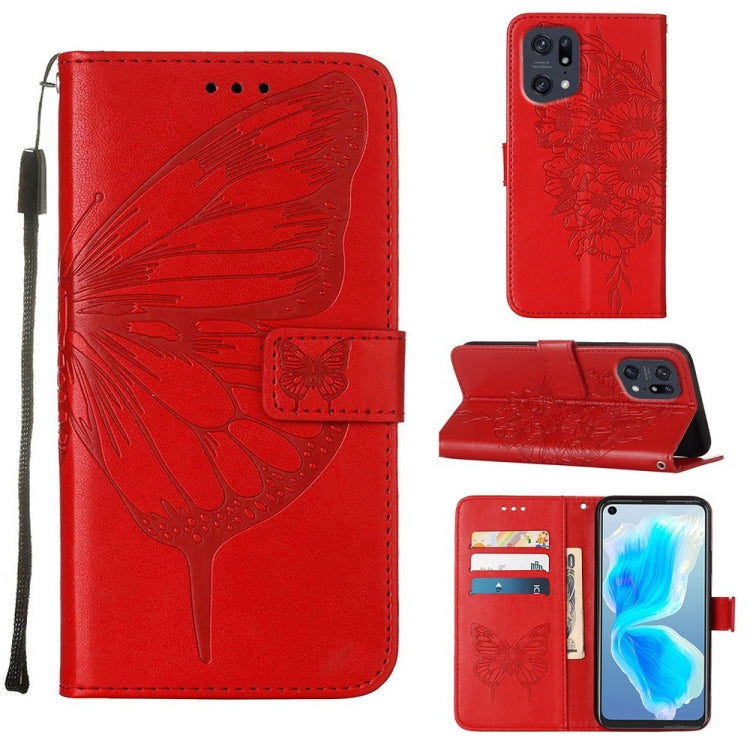 Embossed Butterfly Leather Phone Case, For OPPO A55s 5G Global, For OPPO Find X5, For OPPO Find X5 Pro