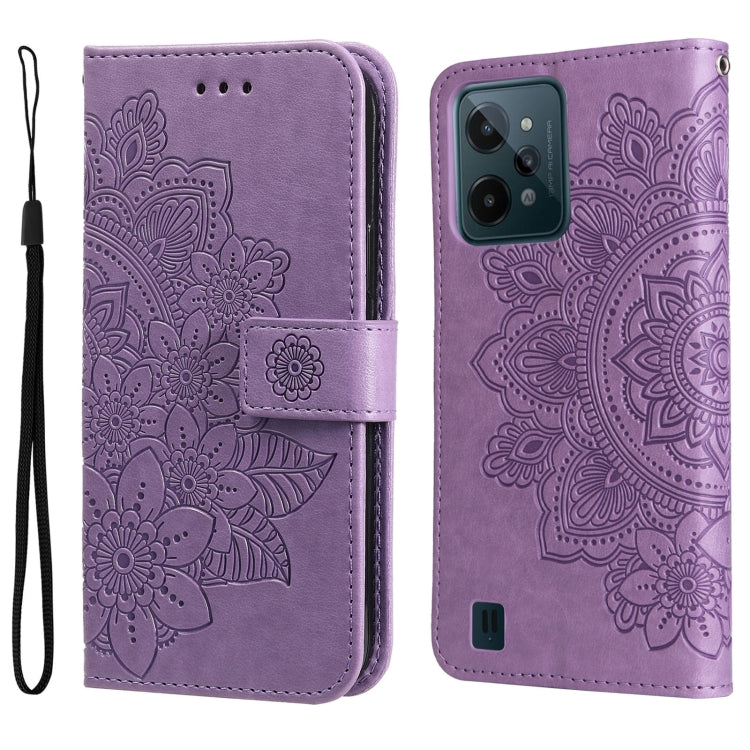 7-petal Flowers Embossed Flip Leather Phone Case, For Tecno Camon 18/18P, For Tecno Camon 18 Premier, For Infinix Hot 11S, For OPPO Realme C31 4G