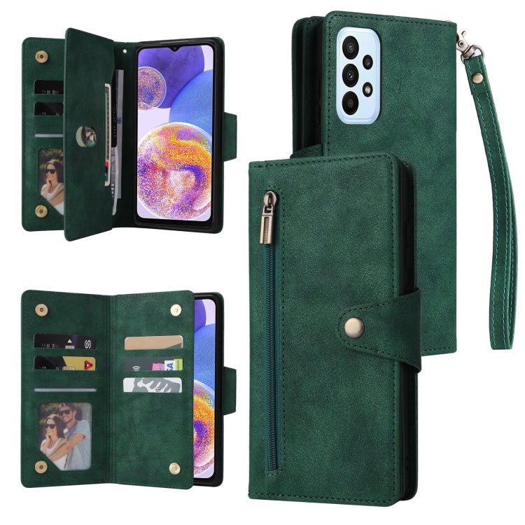 Rivet Buckle 9 Cards Three Fold Leather Phone Case, For OnePlus Nord N10 5G, For Samsung Galaxy Note20, For OnePlus 10 Pro 5G, For Samsung Galaxy A23 4G