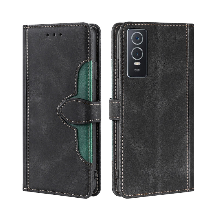 Stitching Skin Feel Magnetic Buckle Horizontal Flip PU Leather Case, For vivo Y76S/Y74S
