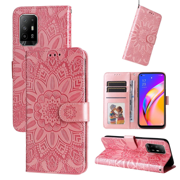 Embossed Sunflower Leather Phone Case, For OPPO A92s / Reno4 Z / A53 5G, For OPPO A74 5G / A54 5G, For OPPO A94 4G / F19 Pro / Reno5 F, For OPPO A94 5G / A95 5G / F19 Pro+