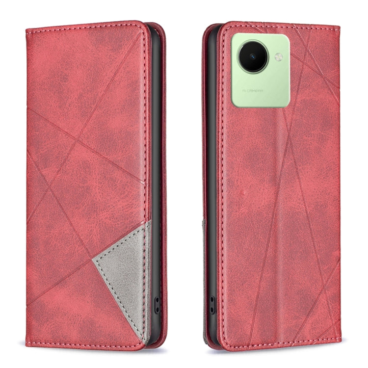 Prismatic Invisible Magnetic Leather Phone Case, For Realme C30