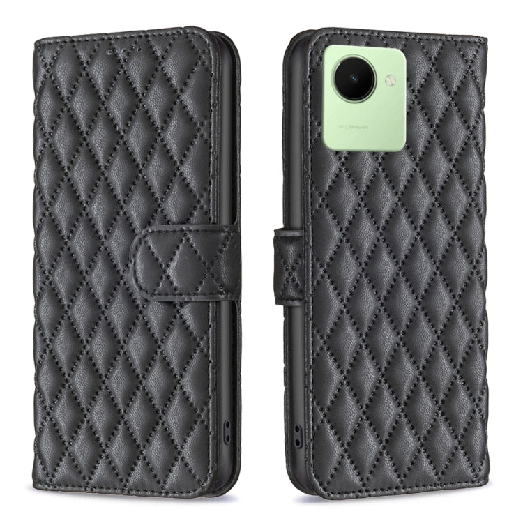 Diamond Lattice Wallet Leather Flip Phone Case, For Realme C30