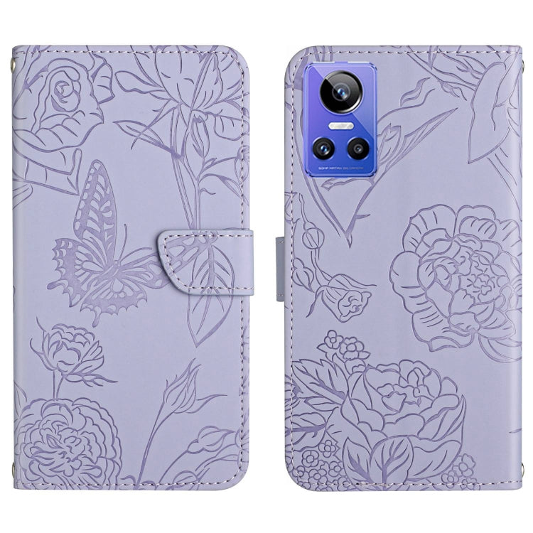 HT03 Skin Feel Butterfly Embossed Flip Leather Phone Case, For Realme GT Neo2, For Honor 70, For Realme GT Neo 3
