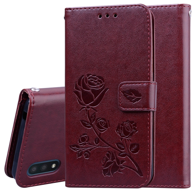 Rose Embossed Horizontal Flip PU Leather Case with Holder & Card Slots & Wallet, For Galaxy A01