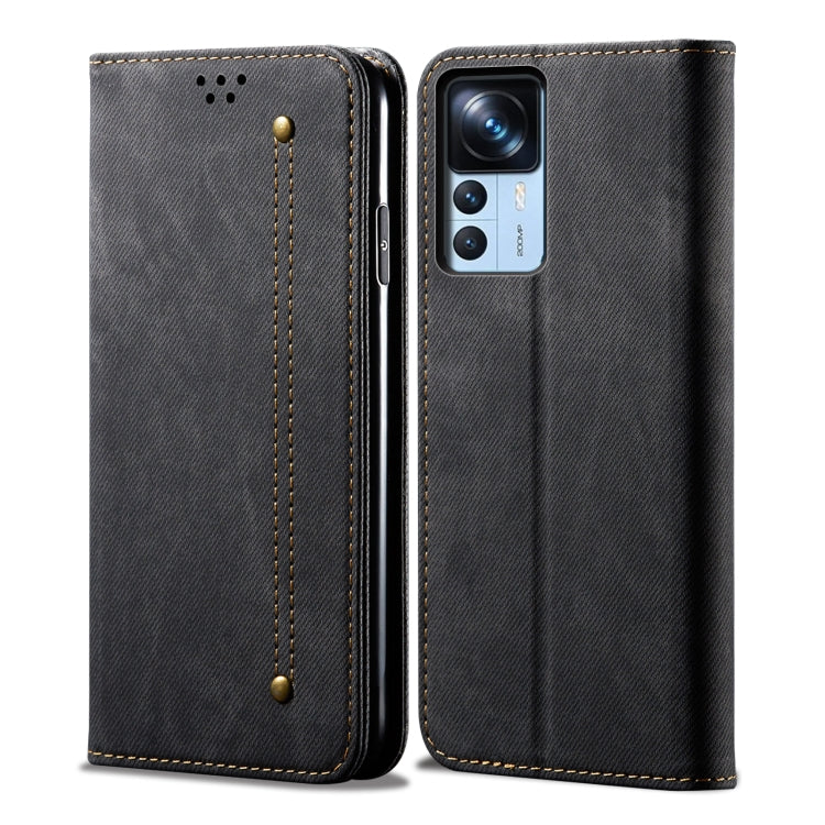 Denim Texture Horizontal Flip Leather Phone Case, For Xiaomi 12T/12T Pro/Redmi K50 Ultra