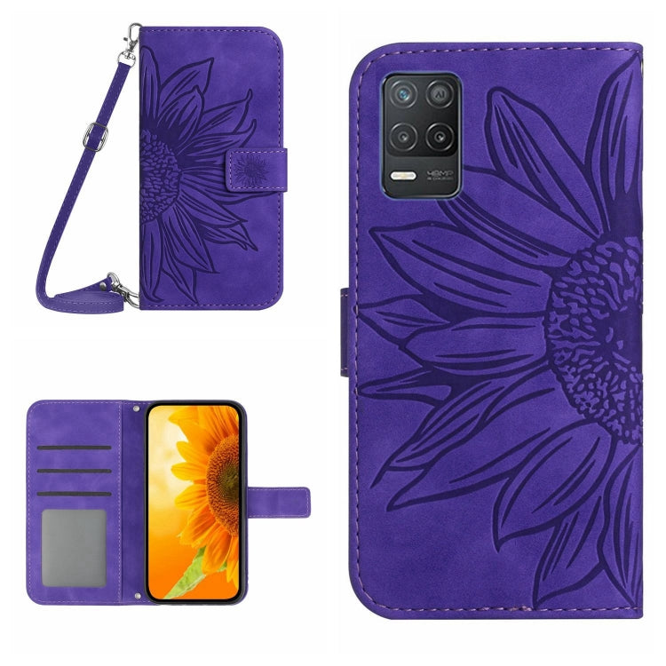 Skin Feel Sun Flower Pattern Flip Leather Phone Case with Lanyard, For Realme 8 4G/Realme 8 Pro, For Realme 8 5G