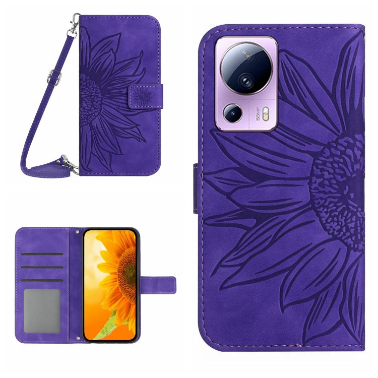 Skin Feel Sun Flower Pattern Flip Leather Phone Case with Lanyard, For Xiaomi 12 Lite, For Xiaomi Civi 2 / 12 Lite NE