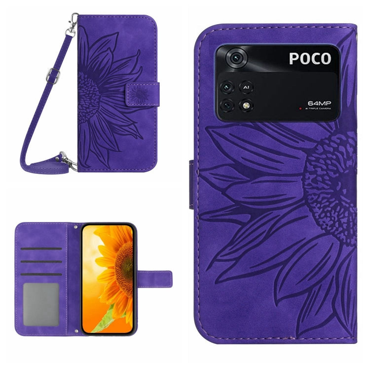 Skin Feel Sun Flower Pattern Flip Leather Phone Case with Lanyard, For Xiaomi Poco F4 GT, For Xiaomi Poco M4 Pro 4G