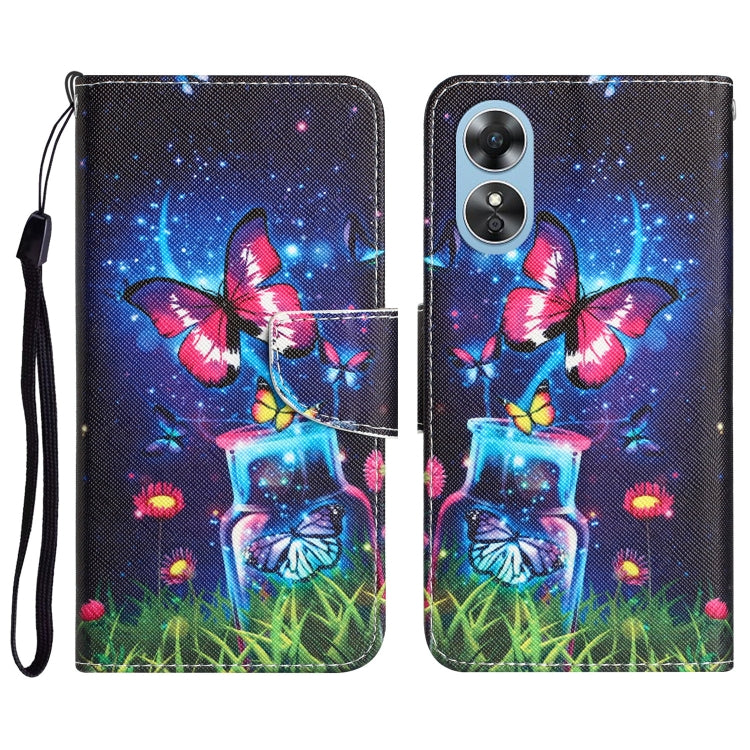 Colored Drawing Leather Phone Case, For OPPO A17